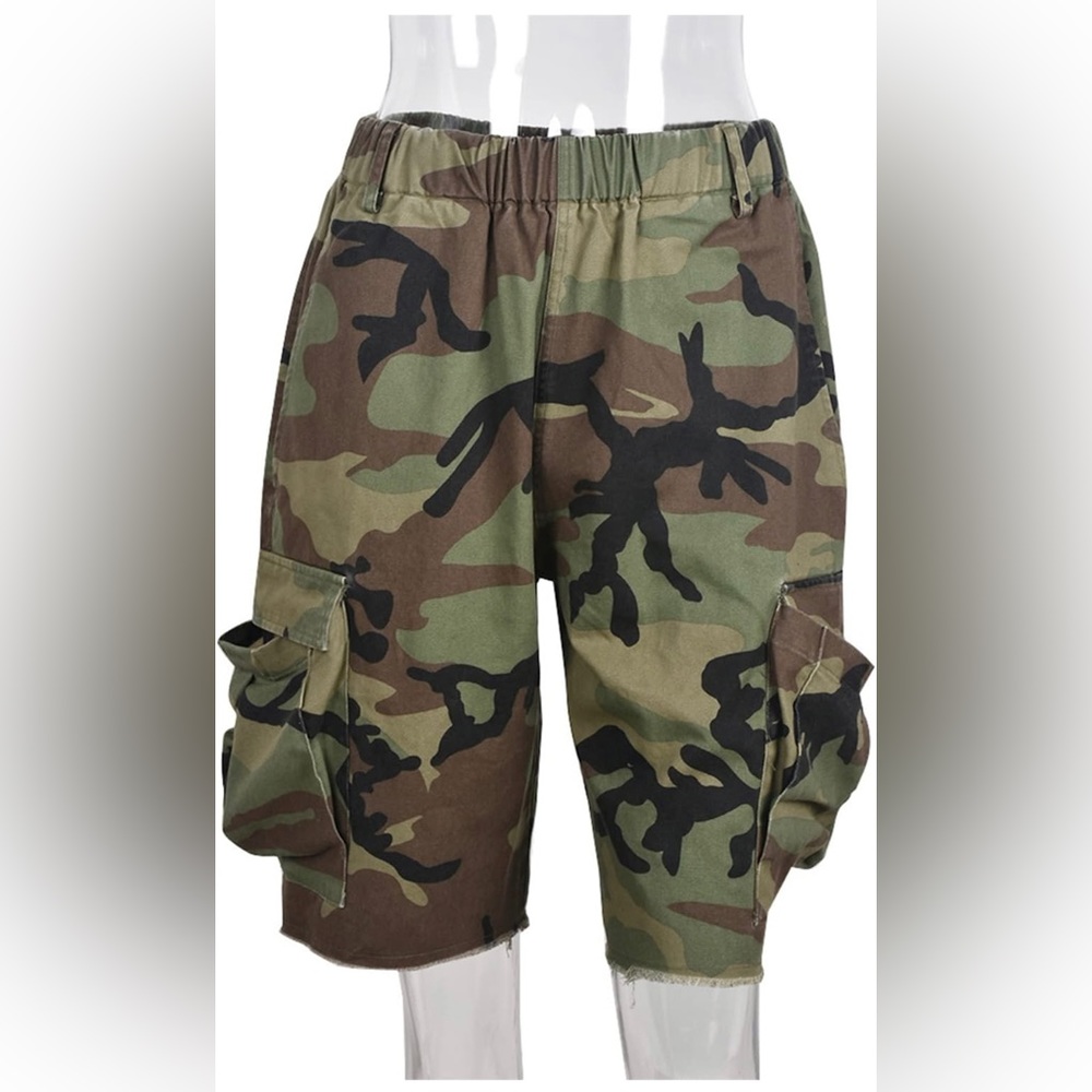 NRTHYE Womens High Waisted Camo Shorts